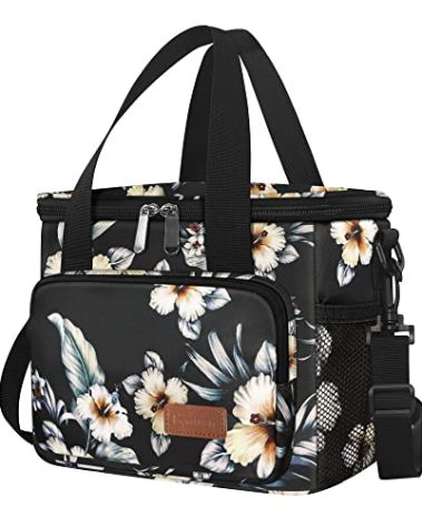 Femuar Lunch Bags for Women/Men, Insulated Lunch Bag for Work Office Picnic - Lunch Cooler Bag Leakproof Lunch Box with Adjustable Shoulder Strap - Hibiscus