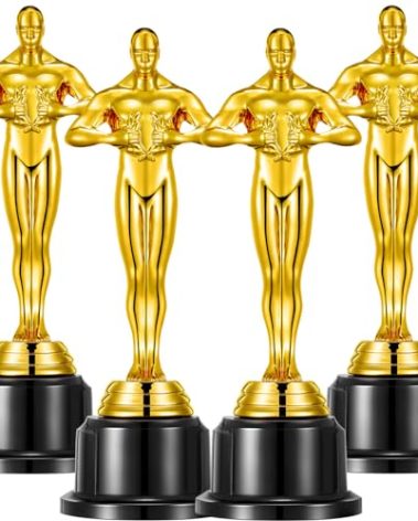 10'' Gold Award Trophy,4 Pack Gold Award Statues,Trophy for Award Ceremony,Celebration,Party Decorations,Party Props and Appreciation Gift