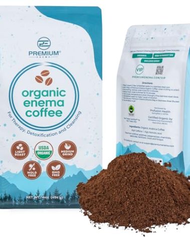 Premium Enema Organic Coffee for Enemas - Light Roast Medium Ground Specialty Grade High Palmitic Acid Caffeine Fair Trade 1Lb