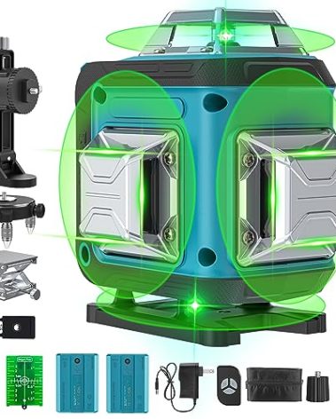 Catlyn Laser Level 360 Self Leveling 4x360° 16 Lines Pulse Mode Green Rechargeable Cross Lines Laser Tool for Floor Tile Wall Pictures Outdoor Construction Grid Lazer Level