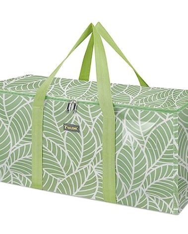 BALEINE Extra Large Storage Tote with Zippers & Carrying Handles, Heavy-Duty Oxford Fabric Moving Bags for Laundry, Space Saving, Storage, Antique Foliage