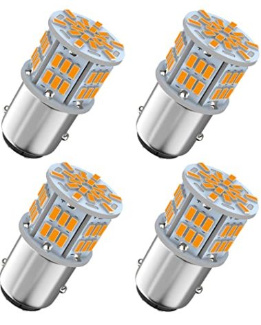 Melphan-Auto 1157 Led Light Bulb Amber Yellow, 12V-24V 1157 7528 2357 2057 BAY15D LED Replacement Light Bulb for Brake Light Tail Light for Car RV Trailer Boat, 54SMD 3014 Chipset,4PCS