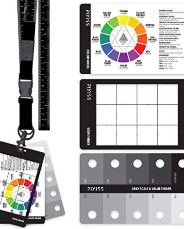 Grey Scale Value Finder, Color Wheel, Artists View Catcher Finder Viewfinder on Lanyard with Measuring Tape Tools for Artists Drawing