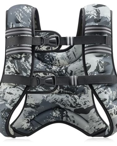 ZELUS Weighted Vest, 6lb/8lb/12lb/16lb/20lb/25lb/30lb Weight Vest for Men Women with Storage Pocket & Reflective Strips for Workout Strength Training Running Muscle Building, Urban Gray Camo (16 lb)