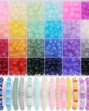 720pcs Abacus Glass Beads for Bracelet, Crystal Beads for Jewelry Making, 24 Colors Gemstone Rondelle Beads Spacer Bead for Bracelet Necklace DIY Crafts Jewelry Making, 5x8mm