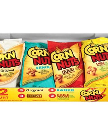 Corn Nuts Original, Ranch, BBQ, Chile Picante con Limon Crunchy Corn Kernels Variety Pack (1 oz Bags, Pack of 12)