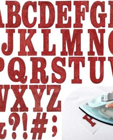 279 Pieces Christmas Iron on Letters 2 Inch A-z Flock Letters Transfer Letter Stocking Stickers Iron on Flocking Letter Alphabet for Christmas Decoration DIY Crafts (Red)