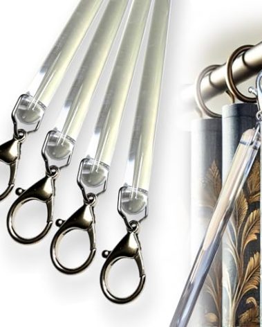 OooWow 46 inch (4 Pack) All Clear Acrylic Curtain Pull Wand - 2 inches shy of 48 inch - Clear Curtain Wand - Invisible Drapery Wand - Drapery Pull Rod (46 Inch)