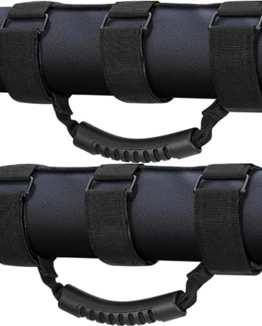 moveland 2 Pack Grab Handle Set Compatible with Jeep Wrangler TJ YJ JK, Easy-to-Fit 3 Straps Design for 1955-2023 Models (Black)