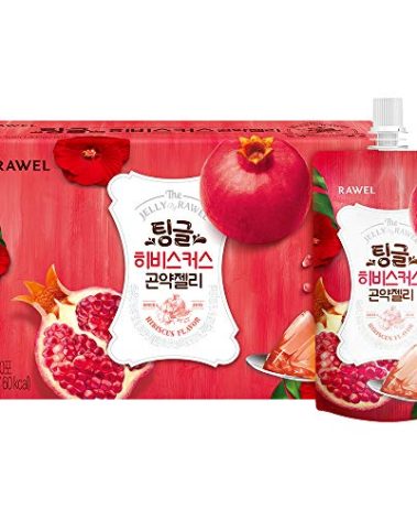 Rawel Thingle Delicious Konjac Jelly Box with Hibiscus & Pomegranate Flavor, Sugar Free, Low Calories, Low Carb (130g x 10 Packs) Drinkable Zero Sugar Jelly Dessert