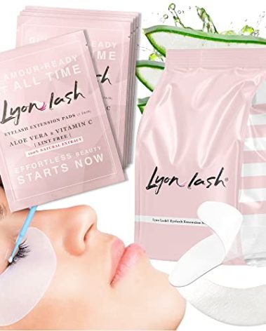 100 Pairs Eyelash Extension Under Eye Gel Pads by Lyon Lash - Lint Free with Aloe Vera Hydrogel Eye Patches, Premium Eyelash Extension Supplies & Beauty Tools, Fit Most Eye Shape, Stick Well