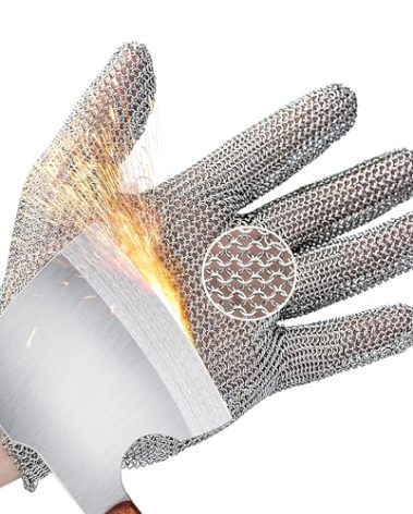 Schwer ProGuard-X Highest Level Cut Resistant Stainless Steel Metal Mesh Chainmail Glove PM5201 Butcher Glove for Meat Cutting Food Processing Knife Sharpening Oyster Shucking Kitchen Fish Fillet, L