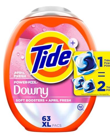 Tide Power PODs + Downy Laundry Detergent Pods, 63 Count, Soft Boosters + April Fresh