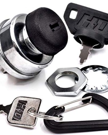 HD Switch Starter Ignition Switch Replaces John Deere AM119111, STX38 (Black Deck) STX46, Sabre Scotts S1642 SN#0-035000 S1742, S2046 SN#0-30000 - Ultimate Dual Protection Upgrade - 2 Keys & Carabiner