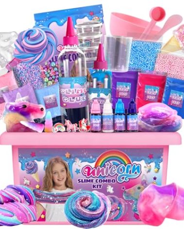 ZOnFRTO Mini Unicorn Slime Kit for Girls - Glimmer Crunchy, Butter, and Galaxy Slime for Kids 6-12 - Party Favors for Children