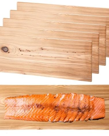 Landical 6 Pcs XL XXL Large Cedar Planks for Grilling Salmon Thicker Design Full Filet of Salmon Meat Fish and Veggies Adding Extra Smoke and Flavor Soaking Fast Easy to Use (15 x 5.5 Inches)