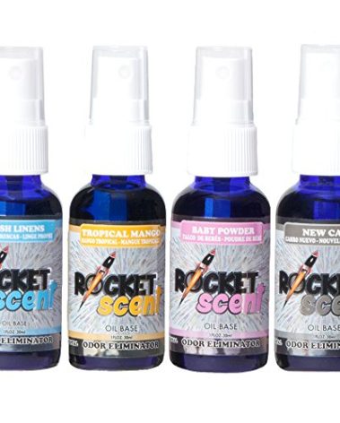 Rocket Scent - Oil Air Fresheners + Odor & Smoke Eliminator + Home, Car, Office, Bathroom Deodorizer + New Car, Mango, Fresh Linen, Powder Scent + Assorted 4 Pack