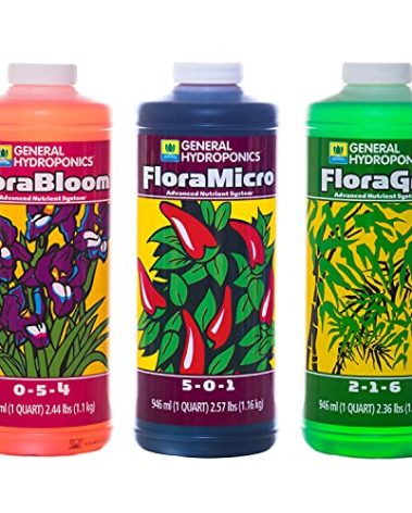 General Hydroponics Flora Series: FloraMicro, FloraBloom, FloraGro - 3-Part Hydroponic Nutrient System, 1 qt. Bottles