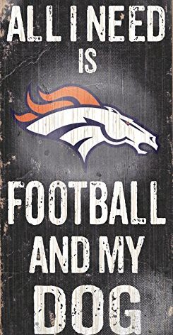 Fan Creations Denver Broncos Wood Sign - Football and Dog 6"x12"