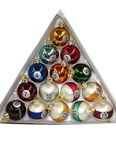 Kurt Adler 40mm Medallion Collection 15 Piece Glass Pool Balls