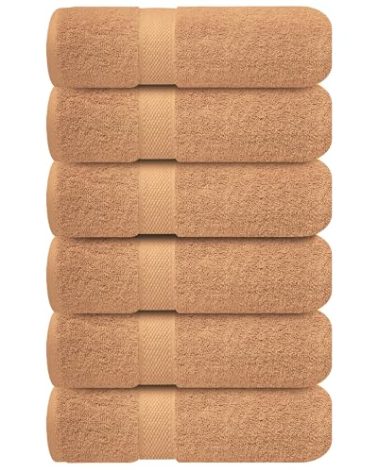 Infinitee Xclusives Beige Hand Towels for Bathroom - Set of 6 (16x28 inches) 600 GSM, 100% Cotton Ultra Soft, Quick Drying, Hotel Quality Hand Towel Set (Cosmic Sand)