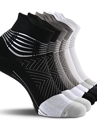 IRAMY Compression Ankle Support Running Socks Women Coolmax Wicking 3 Pairs Quarter Athletic Cushioned Plantar Fasciitis Socks