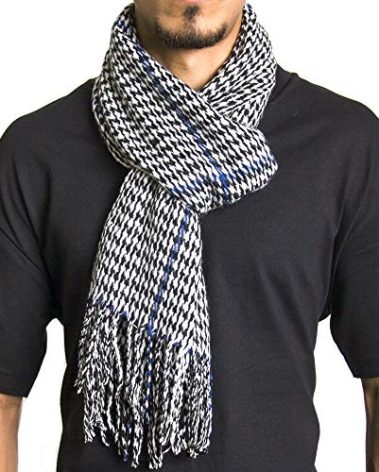 Alpine Swiss Mens Plaid Scarf Soft Winter Scarves Unisex,Blue Houndstooth,One Size