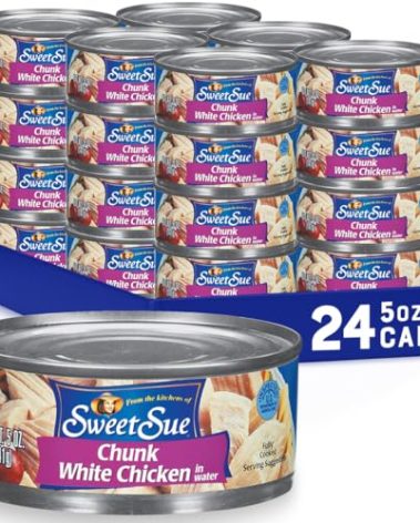 Sweet Sue Chunk White Chicken in Water, 5 oz Can (Pack of 24) - 11g Protein per Serving - Gluten Free, Keto Friendly - Great for Snack, Lunch or Dinner Recipes