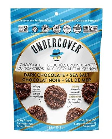 Undercover Chocolate Quinoa Crisps, Crispy Quinoa, Dark Chocolate & Sea Salt - 434 Grams