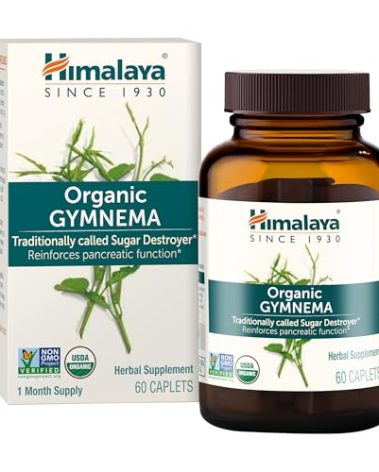 Himalaya Organic Gymnema Sylvestre – Herbal Glucose Metabolism Support - USDA Organic, Non-GMO, Vegan, Gluten Free, Additive Free, 700 mg, 60 Caplets