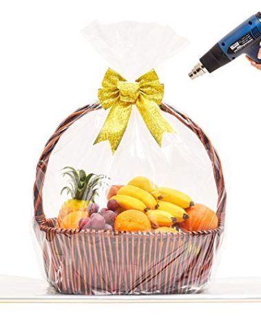 LazyMe 32x40 inch, Christmas Basket Cellophane Shrink Bags, Shrink Wrap Bags Large, Clear, 20 Packs