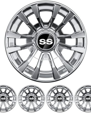 IOOBLBEI (4-Pack) Premium 8" Golf Cart Hub Caps, Hubcaps & Wheel Rim Covers, 6-Spoke Design for Club Car, EZGO, Yamaha (Excludes RXV Models) - 8 Inch Set, Abs,Steel, Acrylonitrile Butadiene Styrene