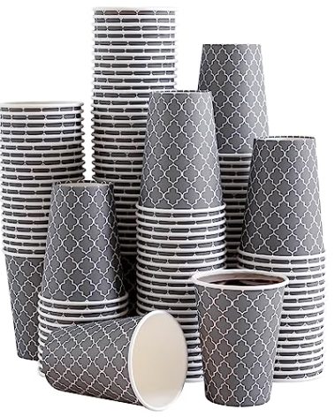 Lamosi Coffee Cups 12 oz 180 Pack, Disposable Paper Coffee Cups, Disposable Cups,12 oz Hot Cup,12oz Paper Insulated Cup for Cold Hot Drinks (No Lids)