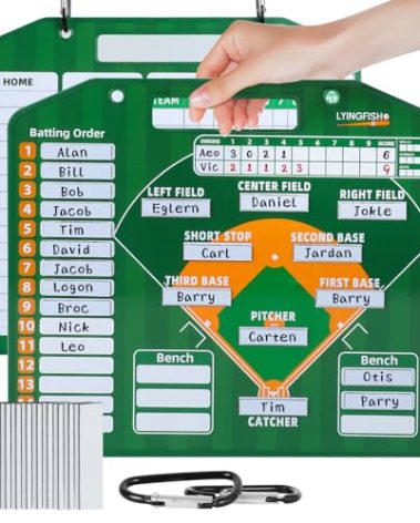 Magnetic Baseball Lineup Board，Baseball Lineup Cards Baseball Lineup Board For Dugout Softball Lineup Cards Baseball Clipboard for Coaches Double-sided Use Baseball Coaching Accessories(Dark Green)