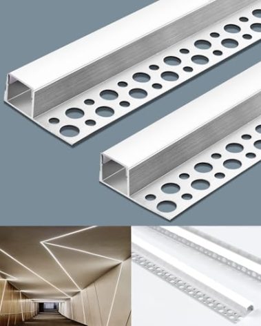 6 Pack LED Channel Plaster-in 3.3FT Trimless Recessed Drywall Aluminum Channel, LED Strip Profile for Wall and Ceiling with Milky Diffuser