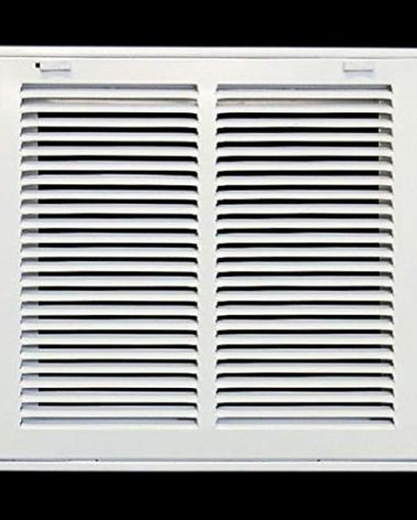 10" X 8" Steel Return Air Filter Grille for 1" Filter - Easy Plastic Tabs for Removable Face/Door - HVAC DUCT COVER - Flat Stamped Face -White [Outer Dimensions: 11.75w X 9.75h]