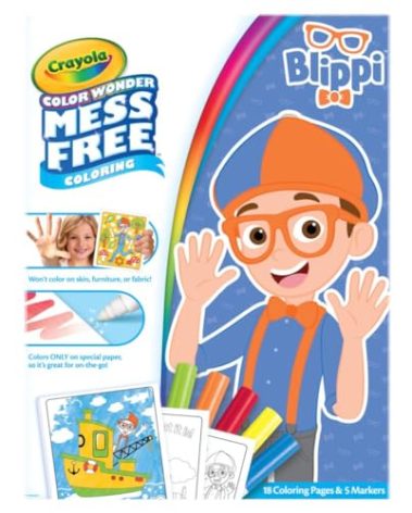 Crayola Blippi Color Wonder Coloring Set, 18 Blippi Mess Free Coloring Pages for Toddlers, Travel Activity, Toddler Toys & Gifts