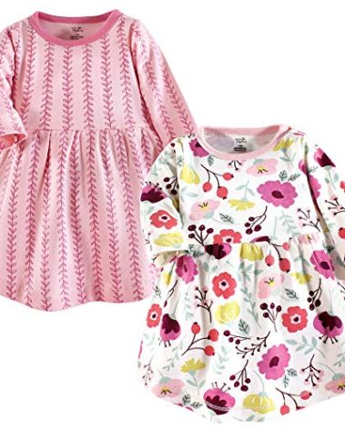 Touched by Nature Girls, Toddler, Baby and Womens Organic Cotton Short-Sleeve and Long-Sleeve Dresses, Botanical Long Sleeve, 5 Toddler