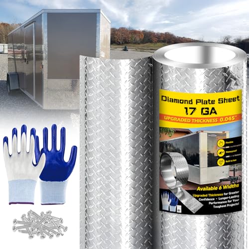 Diamond Plate Aluminum Sheet – 3003 H22, 17GA 0.045" Thick, Heavy-Duty Aluminum Sheet Metal 4" x 120", Rust-Resistant Metal Panel for Kitchen, Bathroom, Walk-in Refrigerators, Trailers & DIY Projects