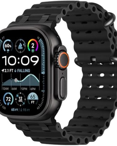 Ocean Sport Bands Compatible with Apple Watch Ultra 2/Ultra Band 49mm 46mm 45mm 44mm 42mm for Men Women, Metal Connector with Breathable Silicone Waterproof Strap for iWatch Series 10 9 8 7 SE 6 5 4 3