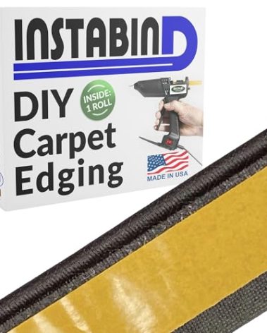 Instabind Carpet Binding - Regular Style & Rug Edge Binding, Ideal for Area Rugs, Durable Hold, DIY Carpet Finishing Edge - Graphite, 54 ft Rolls