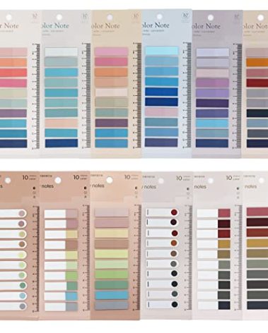 2400 Pcs Morandi Sticky Tabs, 12 Sheets Sticky Index Tabs, Book Tabs, Page Markers, Colorful Book Annotating Tabs, Page Tabs, Sticky Flags, Transparent Sticky Note Tabs, File Index Tabs with Ruler