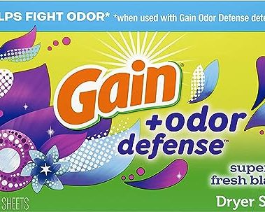 Gain Dryer Sheets Plus Odor Defense, Super Fresh Blast Scent, 240 Count, Helps fight static and odor, laundry sheets