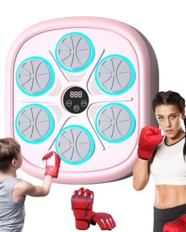 ENDBAG 2025 Music Boxing Machine Pink Music Boxing Machine with Gloves, Wall Mounted Smart Music Boxing Machine Pink, Music Boxing Pink Workout Boxing Punching Machine for Home, Indoor and Gym