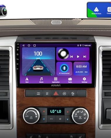 10 inch Touchscreen Car Stereo for Dodge Ram 1500 2500 3500 (2009-2012) Radio Replacement Kit Upgrade with Wireless CarPlay Android Auto DSP BT GPS Navigation(2GB+64GB)