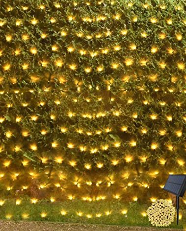 Net String Lights Solar Powered Outdoor Tree Light 15 x 5ft Mesh Light Garden Twinkle Light with Remote for Outdoor Lawn Yard Fence Indoor Decor(Warm White)