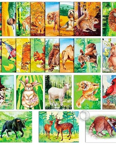 ZOIIWA 24 Pcs Dementia Products for Elderly Reusable Water Painting Toys Farm Animals Dementia Activities for Adults Seniors Toys Water Doodle Coloring Set Painting Brush for Elderly Drawing Gifts