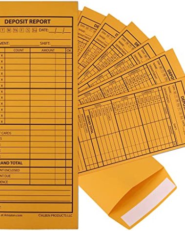 500 Cash Drop Envelopes - Bulk Cashier Deposit Envelopes for Cash Recordkeeping, Perfect for Business, Banks, Stores, Retail and Restaurants (Yellow Kraft)