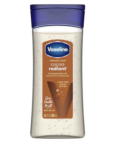 Vaseline Intensive Care Cocoa Radiant for Glowing Skin Body Gel Oil Made with Pure Cocoa Butter + Replenishing Oils 6.8 oz