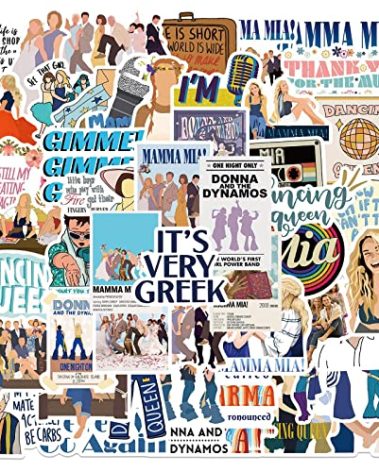American Stage Show Mamma Mia Decals - 50PCS Motivational Stickers for Laptop, Water Bottle, Skateboard, Refrigerator, Hydro Flasks, Decal, Waterproof Vinyl Decal for Adults, Teens